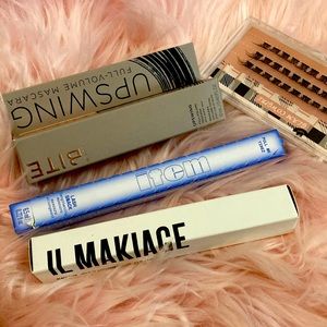 Three mascaras and individual lashes.